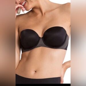 Spanx black and gray strapless underwire bra 38d